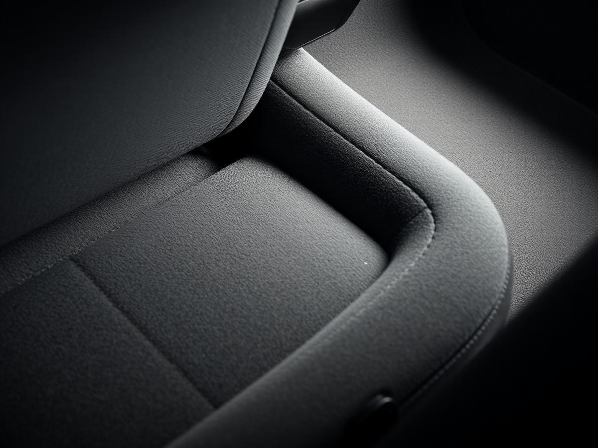 Shampooed and extracted cloth car seats after interior detailing